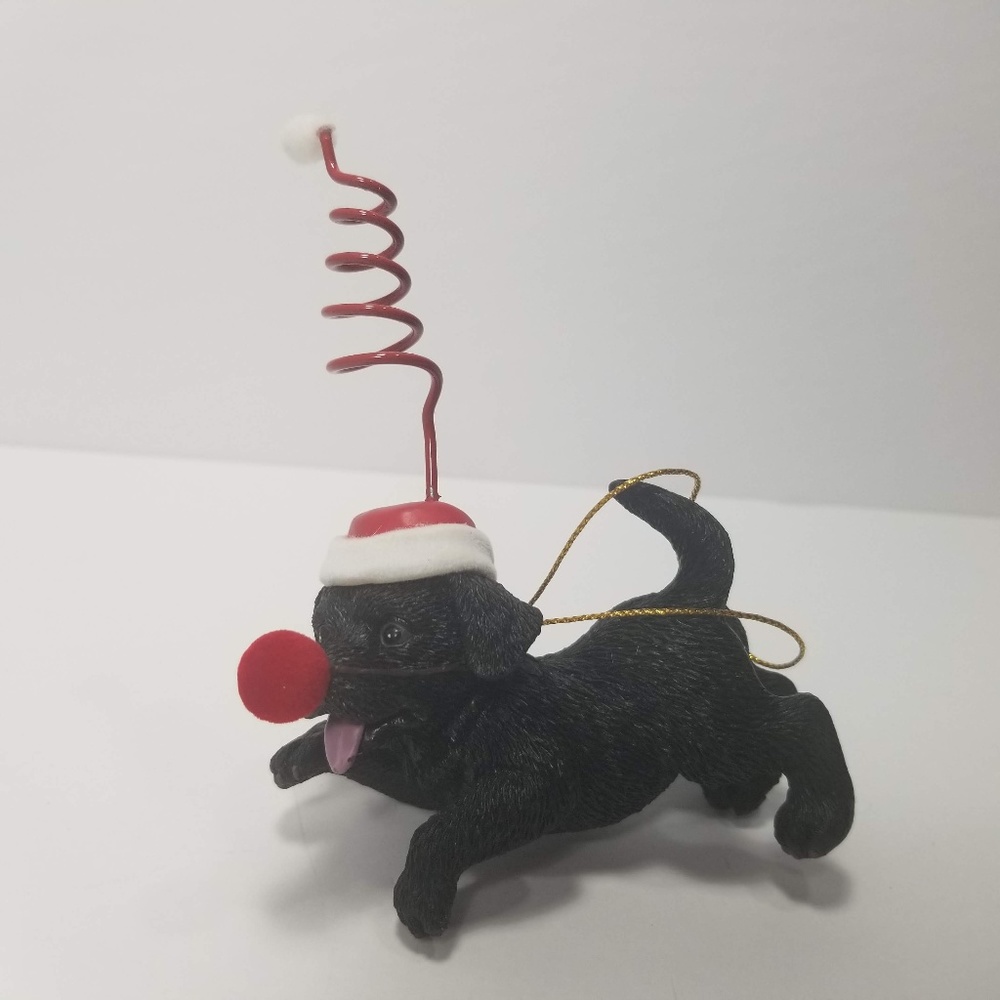 Black Labrador Spring Santa Hat Xmas Ornament Dog